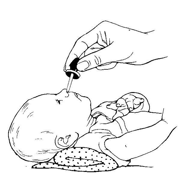 Как капать капли в нос новорожденному?