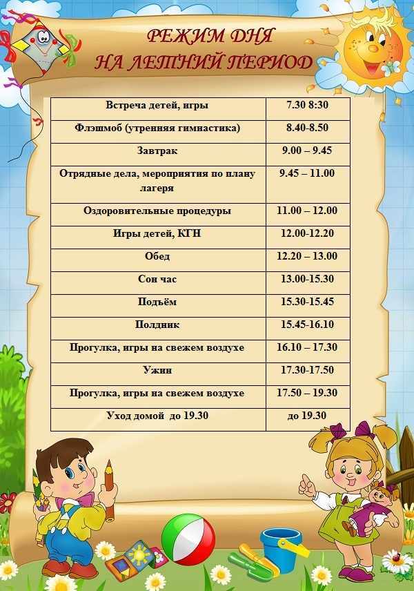 Распорядок дня в детском саду