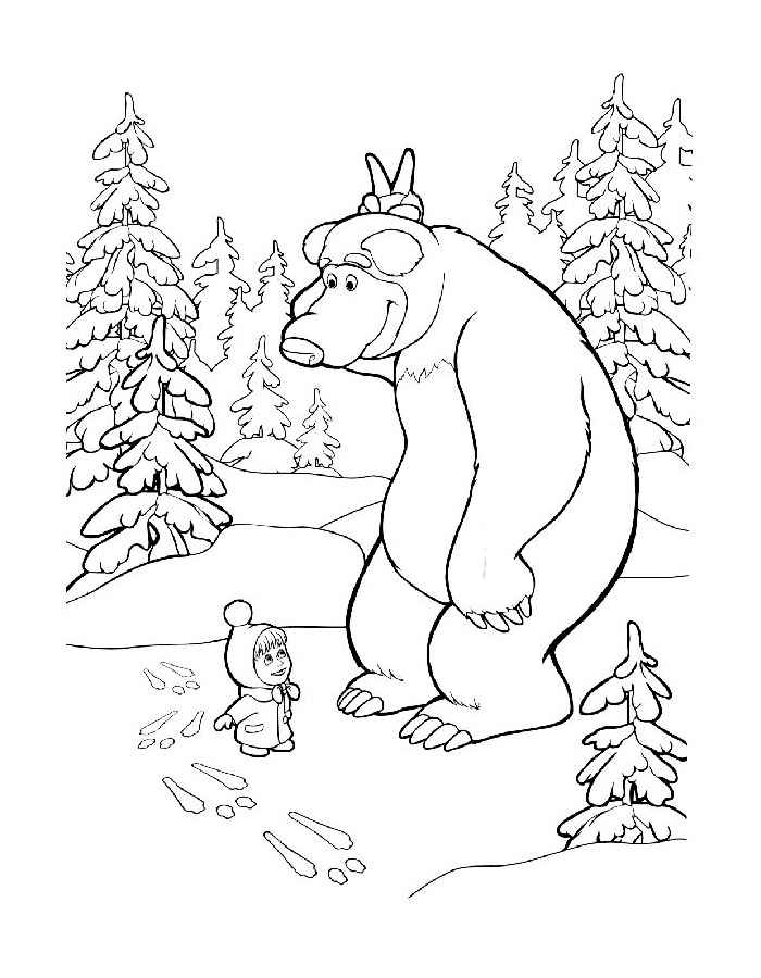 Раскраска маша нашлась! | раскраски из мультфильма маша и медведь