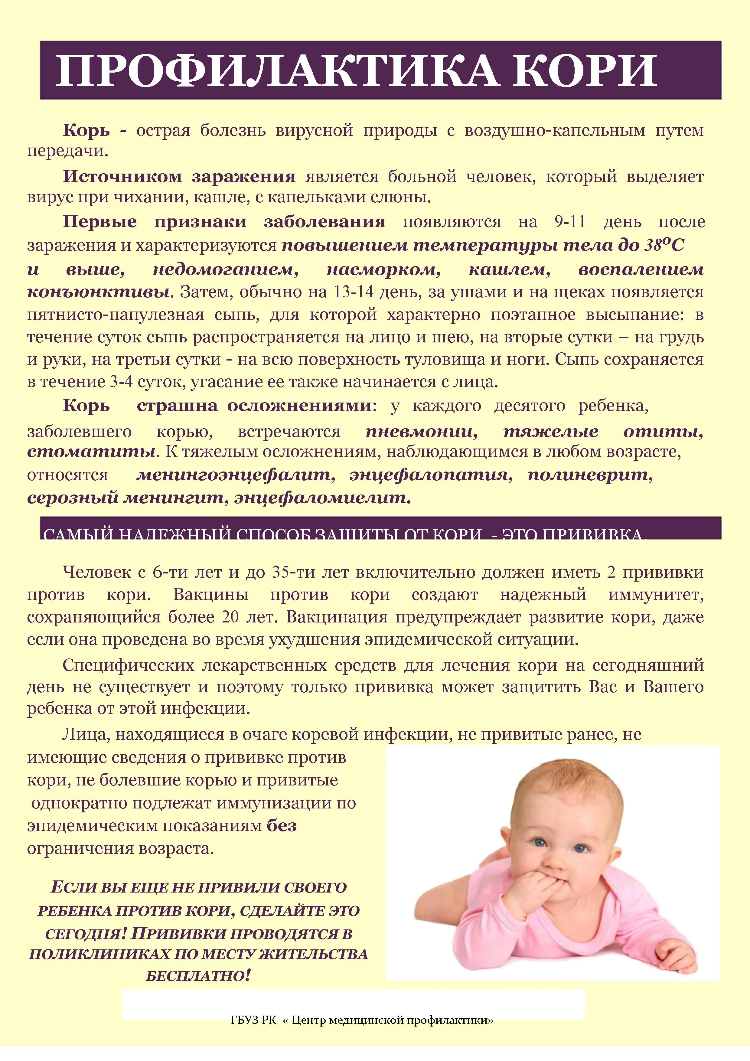 Корь у детей: первые симптомы, лечение и профилактика (прививка от кори)