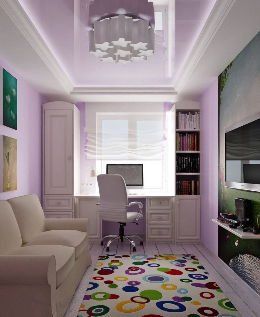 Дизайн комнаты для девочки 12 кв.м.: оформление, цвет - 75 фото