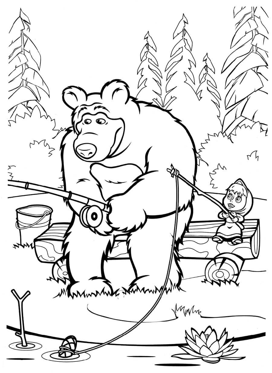 Раскраски из мультфильма маша и медведь
