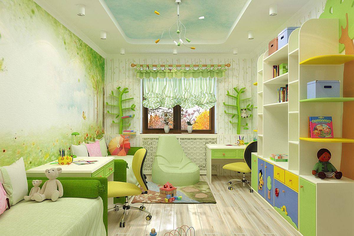 Планировка детской комнаты для двоих детей | 70 идей
