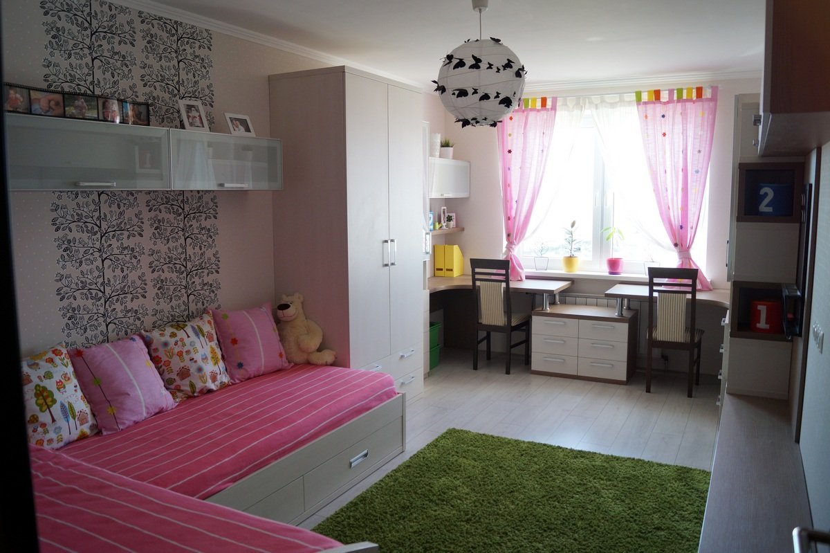 Дизайн детской комнаты для девочки 12 кв. м.