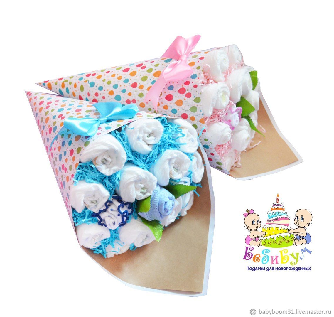 Очаровательный подарок для новорожденной крохи – корзинка с цветами из подгузников - коробочка идей и мастер-классов