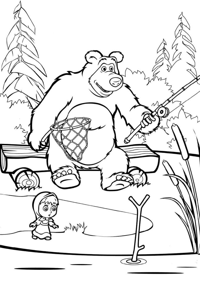 Раскраска маша нашлась! | раскраски из мультфильма маша и медведь